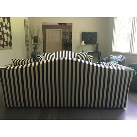 Precedent 1990 Modern Black And White Striped Sofa Chairish