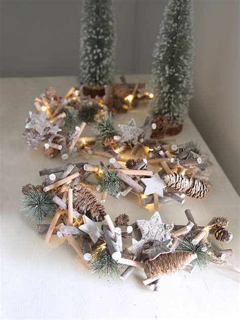 Long Whitewashed Stars And Spruce Light Garland Clem And Co