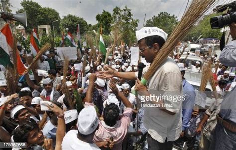 Political Party Aam Aadmi Party Leader Arvind Kejriwal Holds His