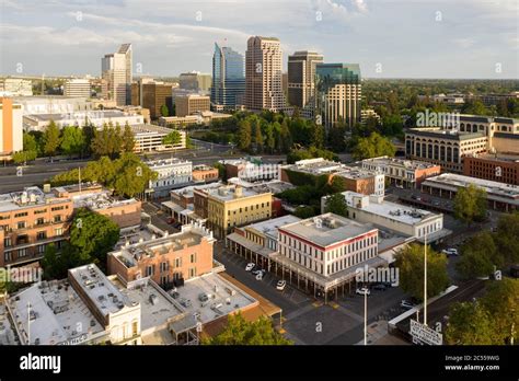 Aerial Downtown Sacramento California Skyline Hi Res Stock Photography