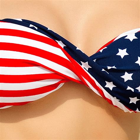 New American Flag Sexy Lace Up Fission Bikini Swimsuit Wipe Bosom 65447 On Luulla