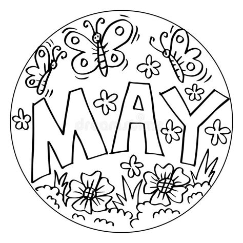 May Coloring Pages For Kids Stock Vector Illustration Of Page