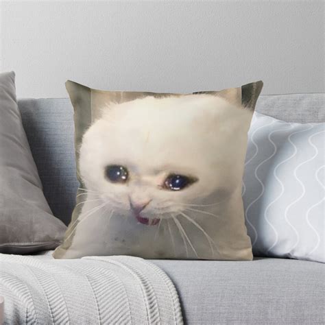 Crying Cat Meme Throw Pillow For Sale By Cherrygloss Redbubble
