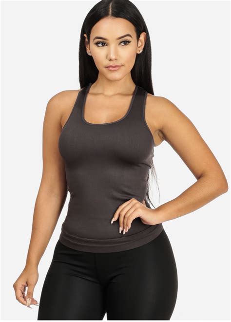stretchy spandex women s charcoal color tank top cc 0531
