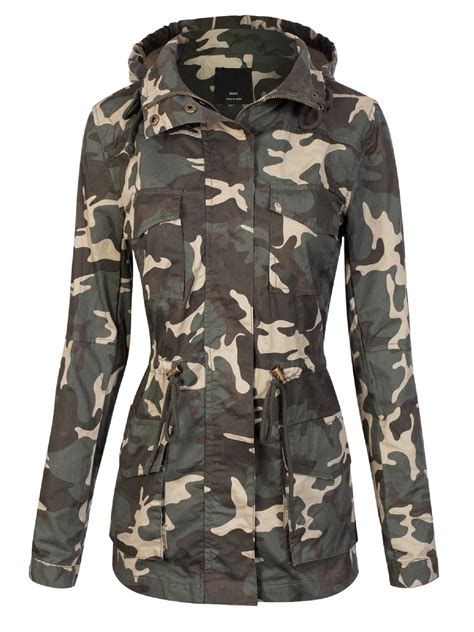 mixmatchy mixmatchy women s camouflage hooded military safari utility fashion jacket olive