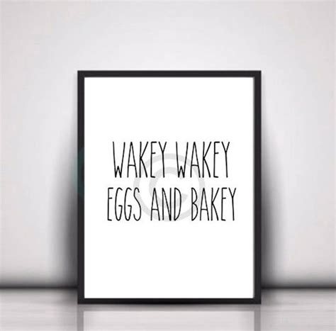 Wall Quote Wakey Wakey Eggs And Bakey Kitchen Etsy