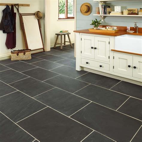 Classic Rustic Black Slate Floor Tiles Have A Marked Riven Surface Creating A Rustic Charm In