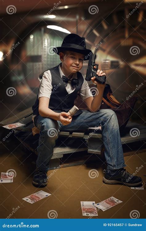 Little Boy Gangster Stock Image Image Of Child Weapon 92165457