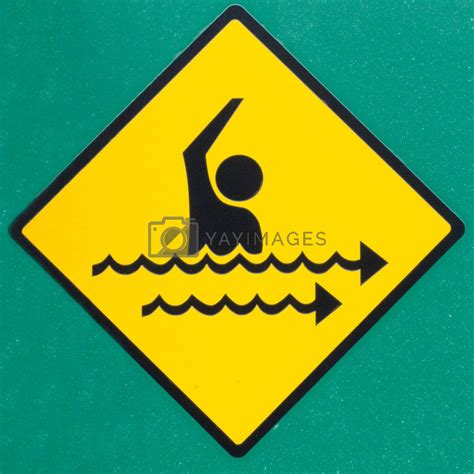 Rip Current Hazard Symbol Warning Sign On Green By Pilens Vectors
