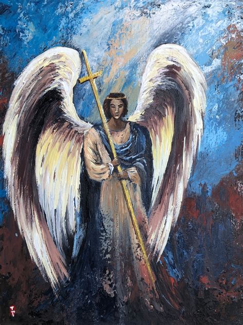 Original Angel Painting Male Angel Painting Male Guardian Etsy