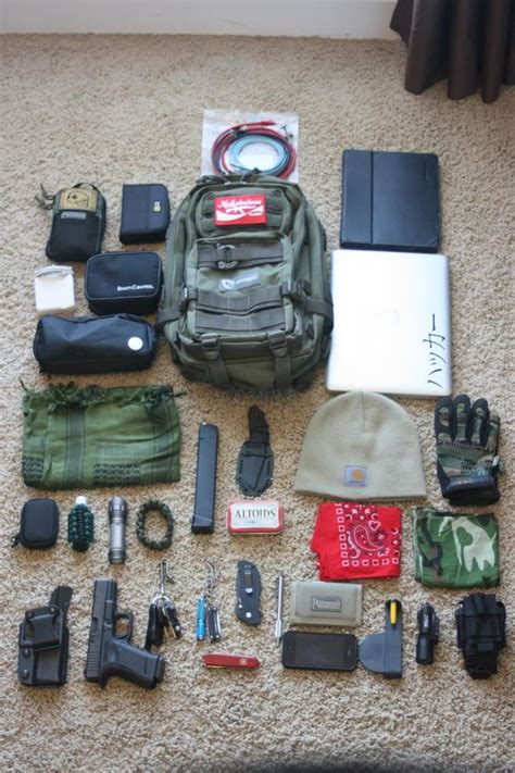 The Contents Of A Backpack Laid Out On The Floor