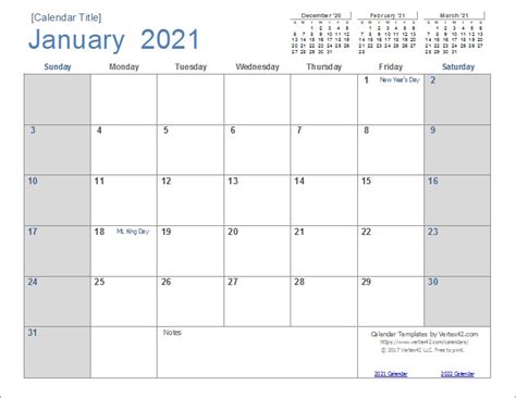 Monthly Calendar 2021 Template Big Font Free Download Free Printable