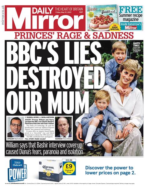 Daily Mirror Front Page 21st Of May 2021 Tomorrow S Papers Today