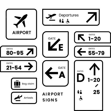 Free Vector Airport Signs Icon Vector Set