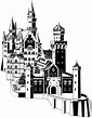 Neuschwanstein castle in black and white vector clip art | Public ...