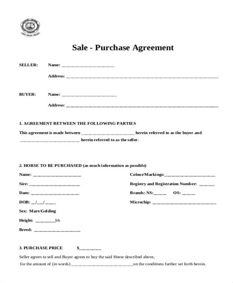 Sale And Purchase Agreement Template