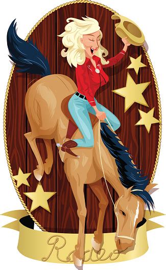 Ilustración De Rodeo Cowgirl Y Más Vectores Libres De Derechos De Caballo Familia Del Caballo