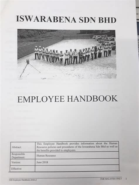 An employee handbook, sometimes also known as an employee manual, staff handbook, or company policy manual, is a book given to employees by an employer. Photo Gallery - ISWARABENA SDN BHD