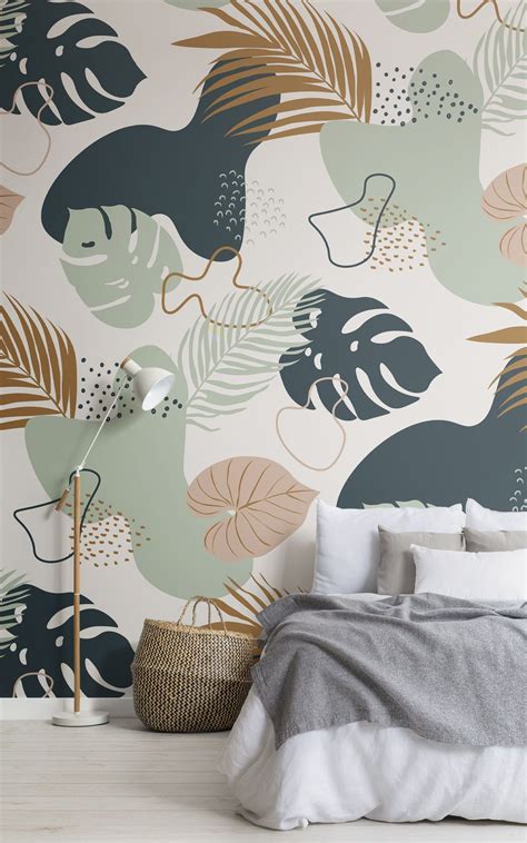 Green Tropical Leaf Pattern Wallpaper Mural Hovia Uk Decoração De