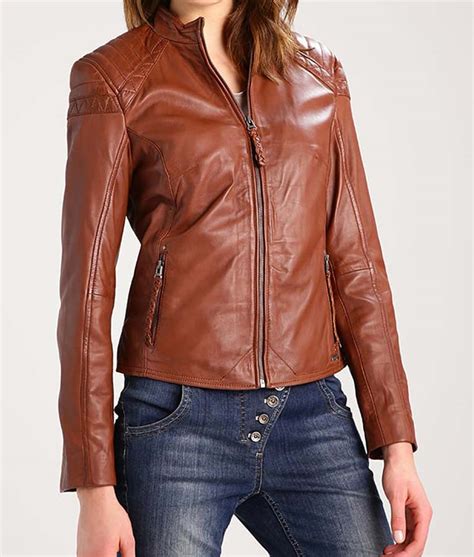 womens leather cafe racer jacket