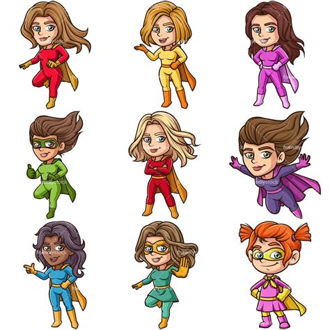 Female Superheroes Cartoon Vector Clipart Friendlystock