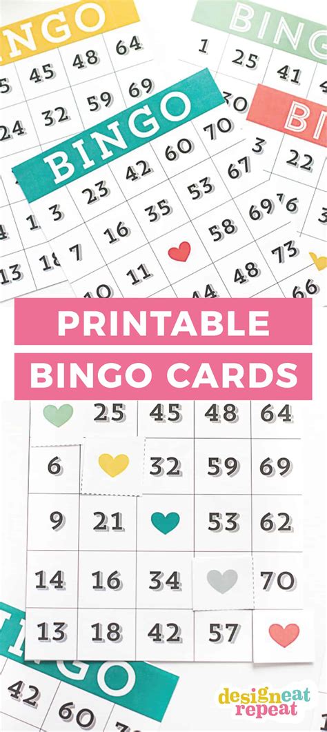First, print a set of cards. Printable Bingo Cards - Game Night Idea! - Design Eat Repeat