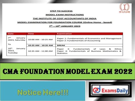 Cma Foundation Model Exam Date 2022 Out Check Icmai Exam Instruction