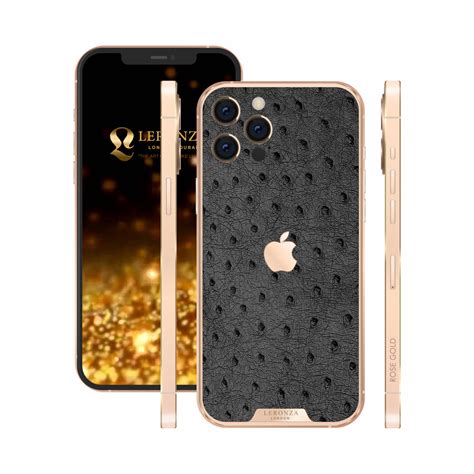 New Luxury Rose Gold Iphone 13 Pro And 13 Pro Max Ostrich Full Leather