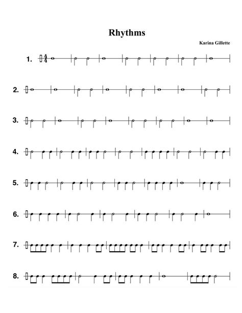 Beginner Music Rhythm Worksheet
