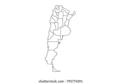 Argentina Outline Map Detailed Isolated Vector Stock Vector Royalty