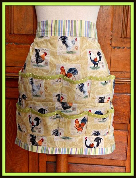 Womens Egg Gathering Apron Chickens Eggs And Pockets Apron Green