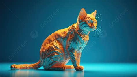 3d Image Of A Orange Cat With A Blue Blue Background 3d Rendering