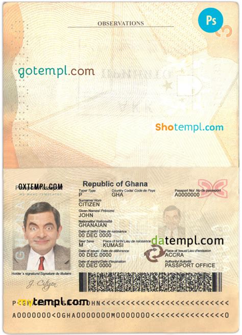 Ghana Passport Template In Psd Format Fully Editable With All Fonts