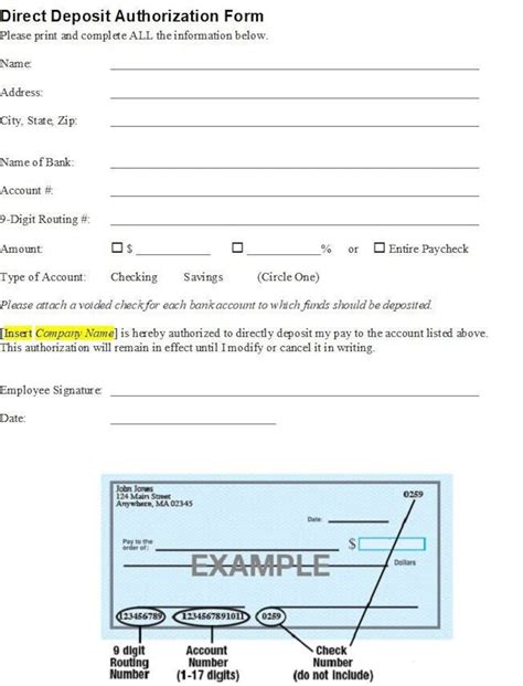 Direct Deposit Authorization Request Form Template Word Etsy