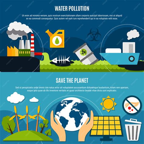 Free Vector Ecology And Pollution Banners Set