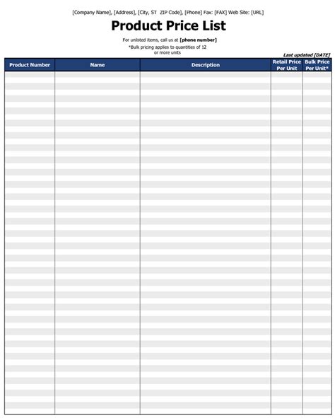 Find your checklist template in excel sample template, contract, form or document. Product Price List Template - Excel About