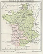 Map showing 14th-century France in green, with the southwest and parts ...