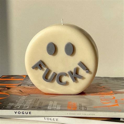 scented soy wax smiley face fuck pillar candle t by elysian candles
