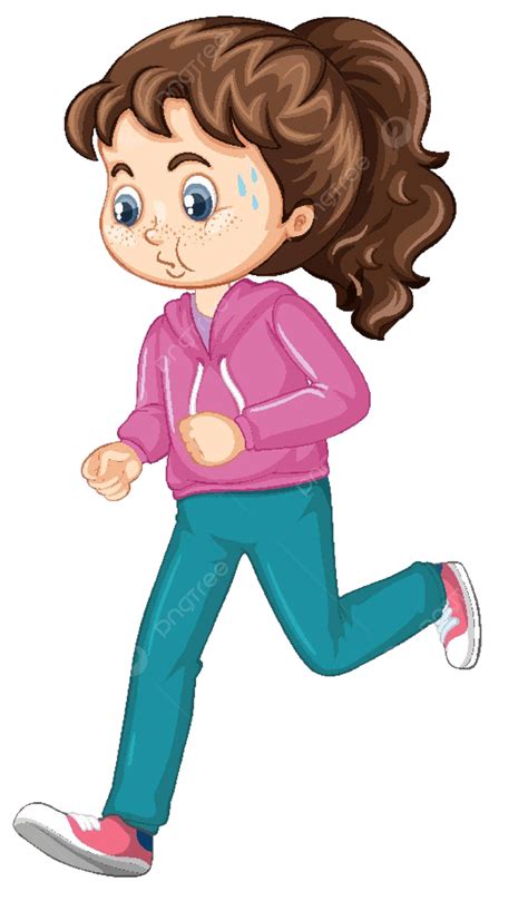 Girl Doing Running Exercise Cartoon Character Isolated Sport