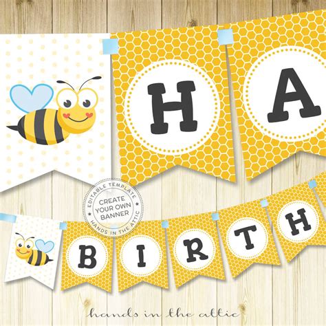 Bumblebee Birthday Party Banner Bumble Bee Banner Alphabet Etsy