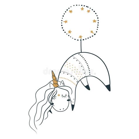 Cute Magic Celestial Unicorn Vector Illustration Stock Vector