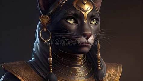 Bastet Half Woman Half Cat Goddess Ai Based Stock Illustration