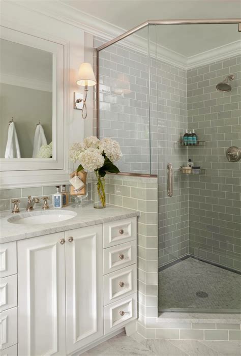 Subway tiles come in a wide variety of sizes, and what area of your bathroom, and how large or small the space is, may play a role in the size you. denver green ceramic subway tile bathroom traditional with ...