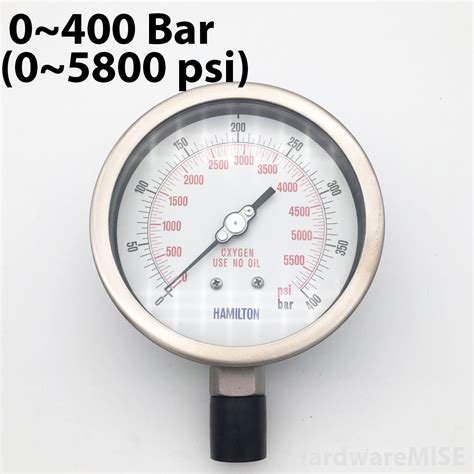 Pressure Gauge 0 ~ 400 Bar 0 ~ 5800 Psi 12 Npt Bottom 4 Dial Size