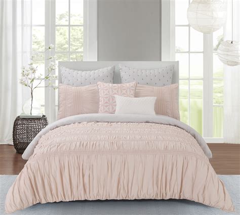 We have the best deals on grey bed sets. Wonder Home Rushed Bed 7PC Comforter Set, Queen, Pink/Grey ...