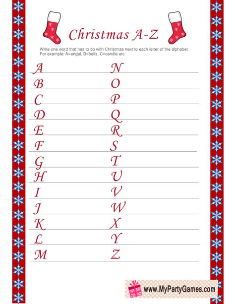 Everything Christmas A Z Free Printable Christmas Game