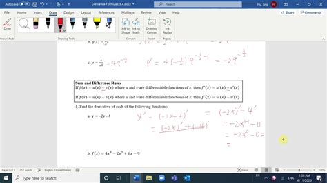 Calculus Derivative Formulas Youtube