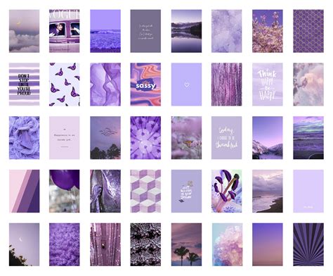 Purple Aesthetic Photo Collage Wall Printable Kit Diy Photo Etsy