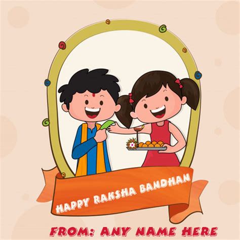 Happy Raksha Bandhan Wishes Cute Kids Greeting Card With Name