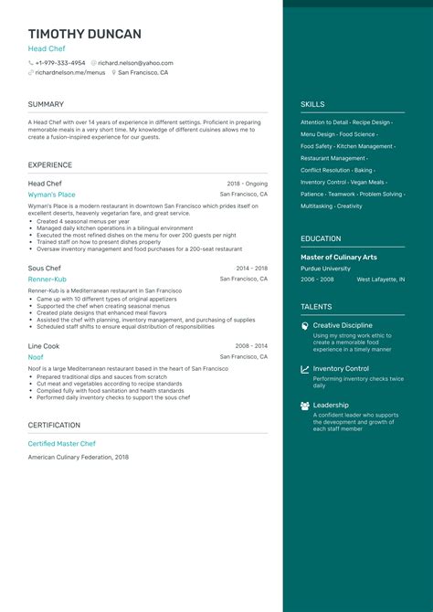 8 Chef Resume Examples And Guide For 2023